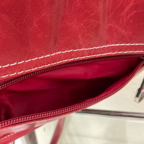 Giani Bernini Red Genuine Leather Cross Body Bag Sholuder Handbag + logo key fob - Picture 14 of 16